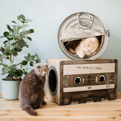 Mixtape Cardboard Cat Scratcher, Large (54 x 31 x 35 cm), Black
