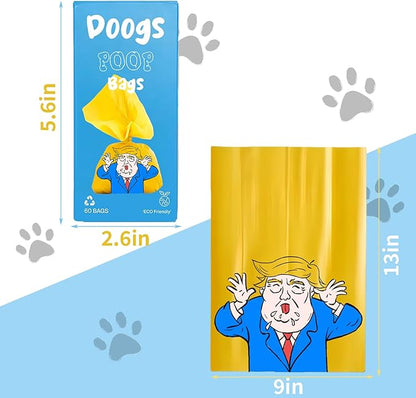 Funny Dogs Poop Bags Shit Bag 60 Count The Most Presidential Poop Bag Ever Unscented Leakproof Extra Thick Pet Waste Bags Novelty Gag Gift White Elephant Gifts for Cat Dog Walking & Cleaning
