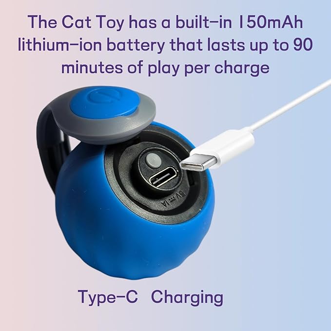 2026 Upgraded Self-Moving Cat Toy Ball with Tail (2-Pack) - Rechargeable Smart Interactive Kitten Toys, 2-Speed Modes, Bite-Resistant Indoor Exercise Toys for Bored Cats (Blue&Orange)