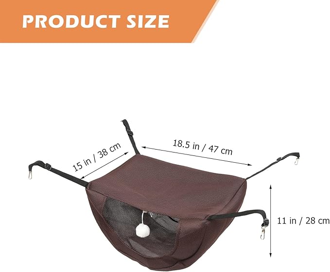 Comfortable Cat Hammock and Sleeping Nest, Breathable Sandwich Mesh Fabric, Machine Washable Hanging Bed for Small Pets, Coffee Color, Size M, Suitable for Cat Cages and Indoor Use