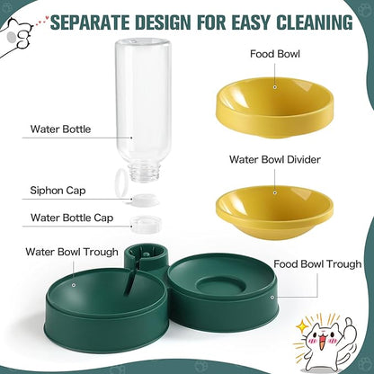 Cat Food Bowl, Cat Bowls Whisker Friendly with Water Dispenser for Cats and Small Dogs