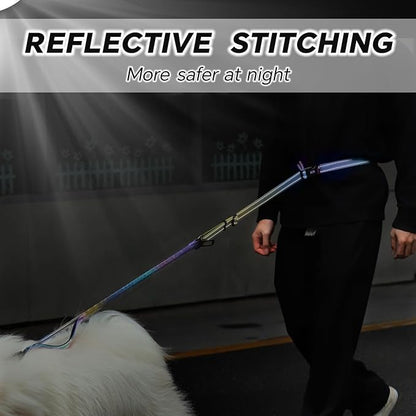 Hands Free Dog Leash, Adjustable Heavy Duty Bungee Waist Leash Belt for Medium Large Dogs Walking Running Hiking with Reflective(Multi-Colored)
