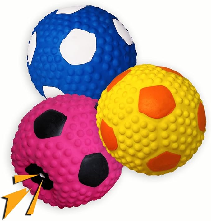 Soft Squeaky Dog Ball 2.56”, Latex Squeaky Dog Toys for Medium Dogs and Small Dogs to Fetch, Chase 3pcs for Small, Medium Breeds