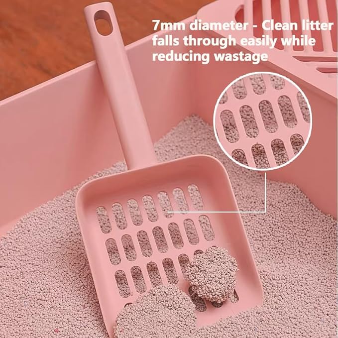 2 in 1 Cat Litter Scoop with Holder Stand Cat Stuff Cat Scooper for Litter Box Cat Accessories Cat Supplies Kitty Pink