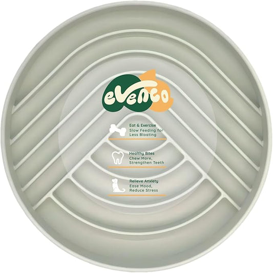 Slow Feeder Dog Bowls, Slowdown Bowl - Silicone Dog Feeding Bowls with Suction Cups for Puppies, Modern Lick Mat Design, Reduces Gulping, Dishwasher Fit, Mealtime Challenge, 7.5" x 1.3" Green