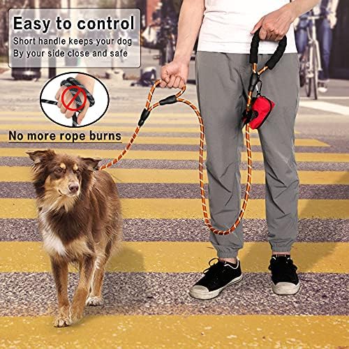 PLUTUS PET Rope Dog Leash 6ft Long,Traffic Padded Two Handle,Heavy Duty,Reflective Double Handles Lead for Control Safety Training,Leashes for Large Dogs or Medium Dogs,Dual Handles Leads(Orange) - Image 3