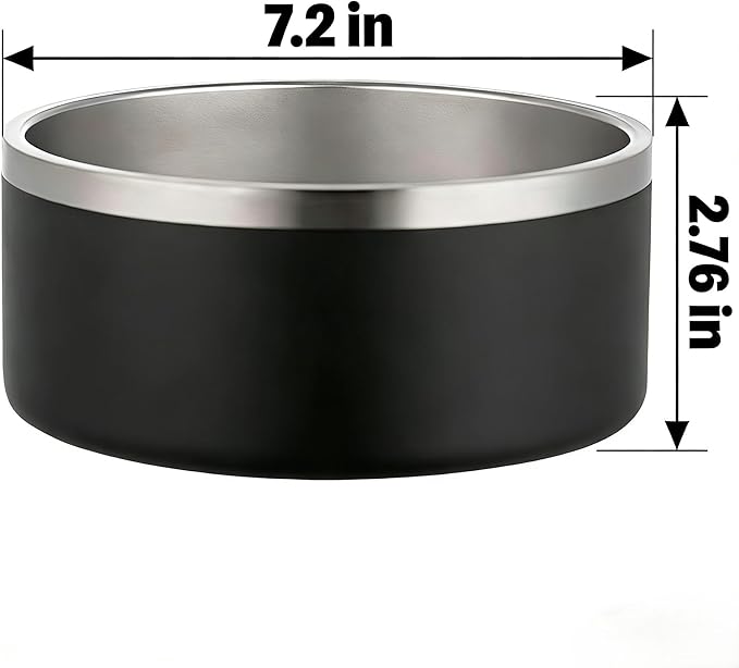 42oz Stainless Steel Dog Bowl with Non-Slip Base - Heavy Duty, Dishwasher Safe Food & Water Bowl for Medium & Large Dogs, Durable Pet Dish (Black)