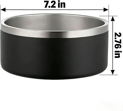 42oz Stainless Steel Dog Bowl with Non-Slip Base - Heavy Duty, Dishwasher Safe Food & Water Bowl for Medium & Large Dogs, Durable Pet Dish (Black)
