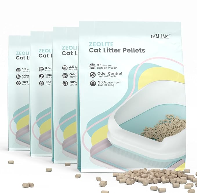 Generic Cat Litter Pellets 14 lbs(3.5lbs×4), Generic Litter Refills Exclusively for Dual-Layer Litter Box Systems, Dehydrating Pellets, Zeolite, Long-Lasting Odor Control Non-climping
