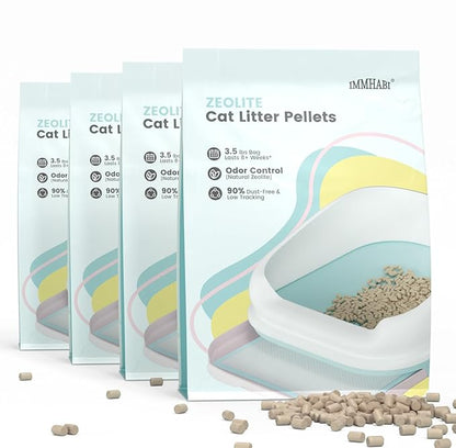 Generic Cat Litter Pellets 14 lbs(3.5lbs×4), Generic Litter Refills Exclusively for Dual-Layer Litter Box Systems, Dehydrating Pellets, Zeolite, Long-Lasting Odor Control Non-climping