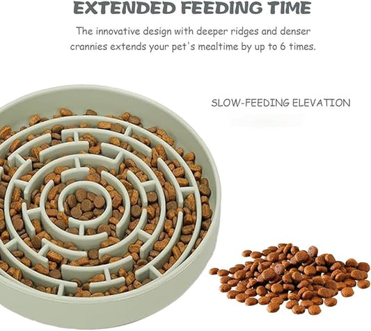 Slow Feeder Dog Food Bowl,Puzzle Silicone Feeding Bowls with Suction Cups, Anti-Choking Pet Slow Feeding,Non Slip Maze Puzzle Dog Feeder Bowl Prevent Bloating, Easy to Clean