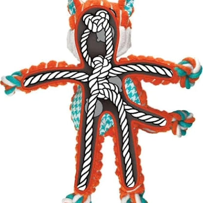 KONG Floppy Knots - Durable No‑Stuffing Squeaky Rope & Plush Dog Toy - for Teething, Playing (Hippo, Extra Large)
