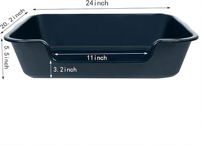 2 Pack Extra Large Dog Litter Box Pan Tray (ABS Material), Low Entry Jumbo Senior Litter Boxes for Multiple Kitten Big Cats, Pet Safe Indoor Dog Potty (Dark Blue, 24" L x 21" W)