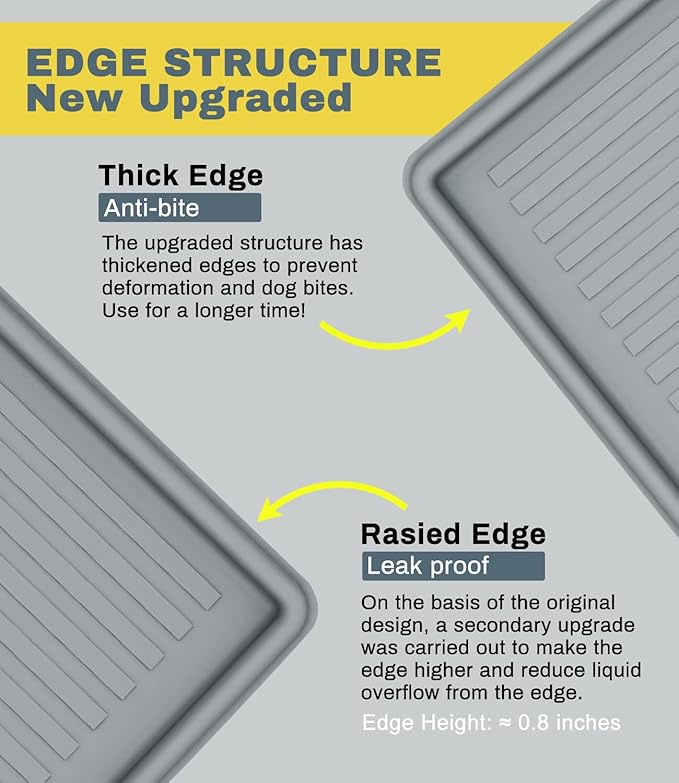 Silicone Pee Pad Holder, Extra Thick Tray for 22" x 22" Disposable Pads, Raised High Edge Leak-Proof Mat for Puppy, Dog, Cat Training Floor Protection
