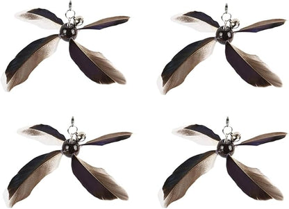 Cat Wand Toys Interactive for Indoor Cats, 4PC 4-Blade Feather Propeller Refills (Classic Mocha Brown)