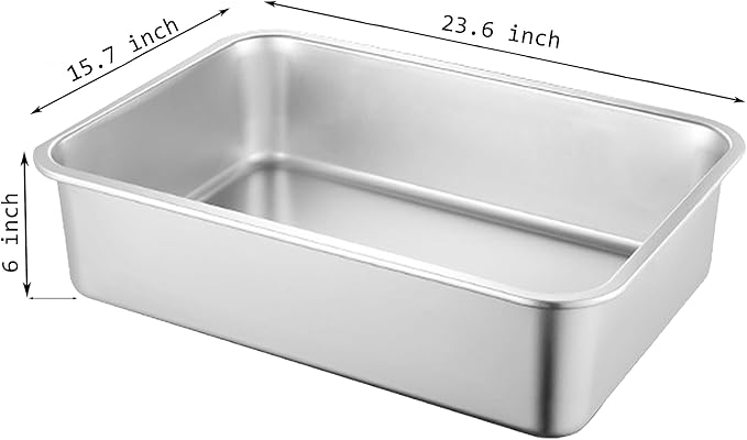 2 Pack Stainless Steel Cat Litter Box, 23.6"×15.7"×6" Metal Litter Pan, Extra Large Cat Litter Box for Multiple Cats, Easy Cleaning