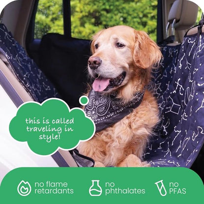 Molly Mutt 3-in-1 Back Seat Cover for Dogs, 100% Cotton Canvas Back Seat Hammock with Headrest Straps, Belt Slots, & Anchors, Non-Skid Cargo Area Cover, Machine Washable, No Harmful Chemicals, 56"x56"
