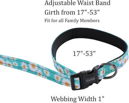 Hands Free Dog Leash, No Pull Bungee Dog Running Waist Leash, with Car Seat Belt, Reflective Stripes, Heavy Duty for Medium and Large Dogs. (Daisy Green, Large)