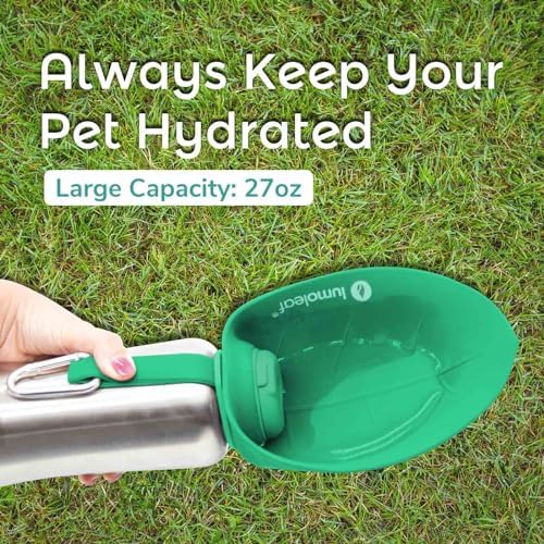 LumoLeaf Portable Dog Water Bottle 27 OZ, Stainless Steel Pet Travel Water Bottle Dispenser for Walking, Hiking and Outdoor, Portable Water Bowl for Large Dogs (Green) - Image 3