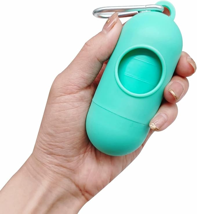 2 Pack Dog Poop Bag Holder with 2 Rolls of Blue Leak-Proof Dog Waste Bags Poop Bag Dispenser with Leash Clip Key Ring (Random Color, 2 Holder 30 Bags)