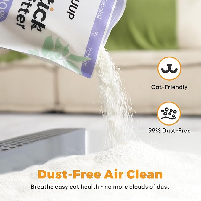 Premium Cat Litter, Non-Stick Strong Clumping Cat Litter, 100% Natural Cassava Kitty Litter, Multi-Cat/Unscented Dust-Free/Odor Control/Ultra Absorbent/Less Scattering - 18 lbs - 2 Pack