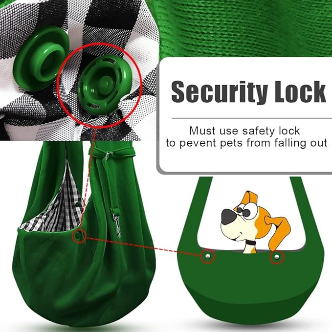 Tomkas Small Dog Cat Sling Carrier Puppy Purse Travel Wrap Soft Crossbody Pet Bag (Emerald Green, M - Classic Pocket & Classic Strap)