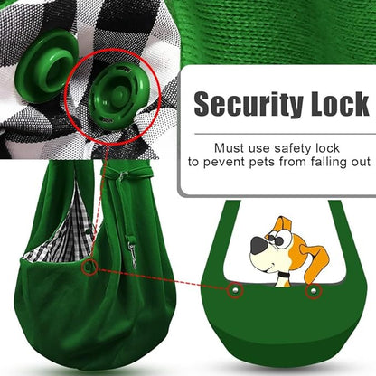Tomkas Small Dog Cat Sling Carrier Puppy Purse Travel Wrap Soft Crossbody Pet Bag (Emerald Green, M - Classic Pocket & Classic Strap)