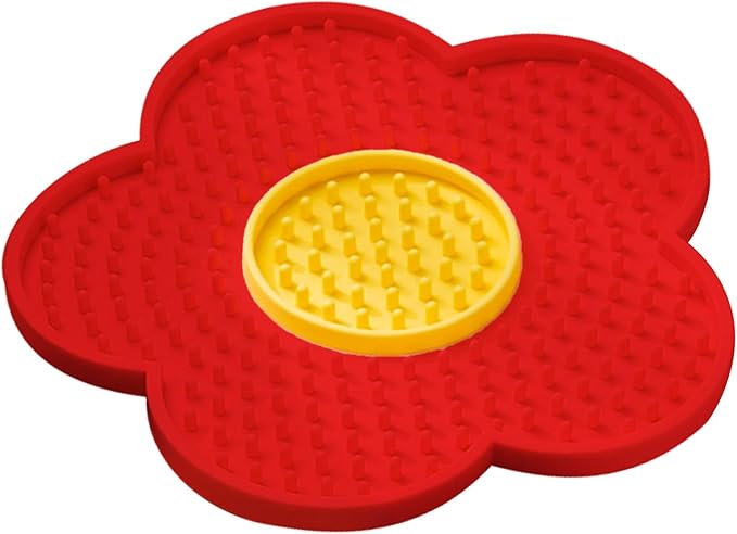 Cats Lick Pad with Suctions Cup Slow Feeders Licking Mat Flower Shape Silicone with Suctions Cup Dog Mat Silicone Dog Treat