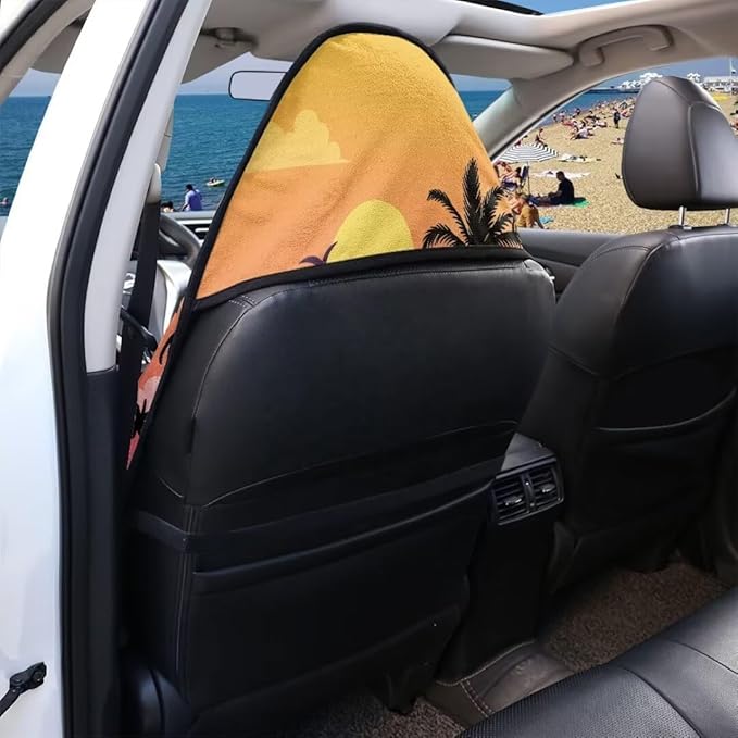 Coldinair Palm Tree Sunset Towel Seat Covers for Cars,SUVs,Trucks,Waterproof Sweating Car Front Seat Protector Cover Universal Fit,Easy to Install