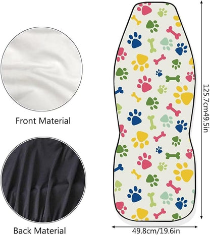 Dreaweet Colorful Dog Paws Print Car Seat Covers Cute Car Accessories for Women,2 Pcs Soft High Bucket Seat Protector for Most Vehicles SUV Trucks