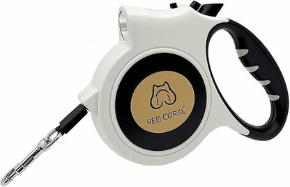 Led Light Retractable Dog Leash for Small to Medium Dogs – Extends Up to 16ft for Night Walks (White)