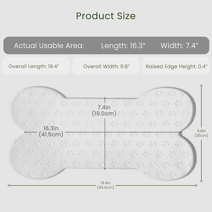 Dog Food Mat Anti-Slip Silicone Dog Bowl Mat Thicker Pet Placemat Waterproof Cat Feeder Pad with Raised Edge Puppy Kitten Feeding Mats Suitable Small Medium-Sized Dogs Cats Eating Tray