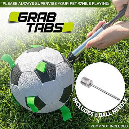 Hyper Pet Grab Tabs Dog Soccer Ball with Straps (7.5") Indoor or Outdoor; Interactive Durable Fetch Ball with Tug Toy for All Dog Breeds - Image 2