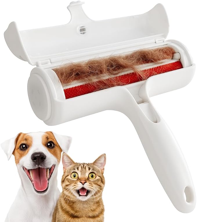Nado Care Pet Hair Remover Roller - Lint Roller for pet Hair - Self Cleaning Dog & Cat Hair Remover - Remove Dog, Cat Hair from Furniture, Carpets, Bedding, Clothing and More. White
