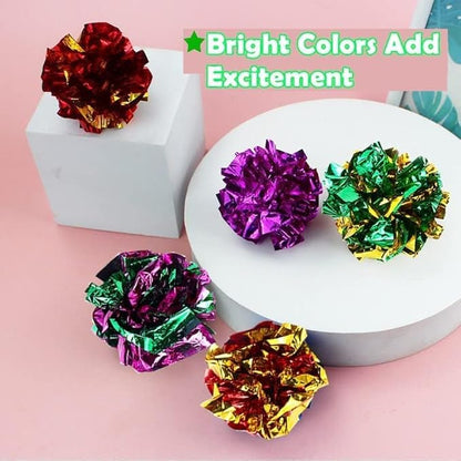Mylar Crinkle Balls Cat Toys Interactive Crinkle Cat Toy Balls Independent Pet Kitten Cat Toys for Fat Cats Kittens Exercise, Soft and Right Size (6 Pack)