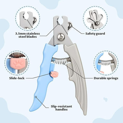Dog and Cat Nail Clippers,Dog Nail Trimmer with Safety Guard,Prevent Excessive Nail Trimming,Free Nail File Included, Professional Grooming