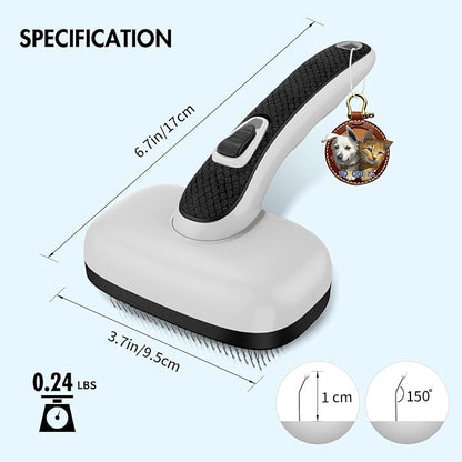 Cat Brushes for Indoor Cats - Self Cleaning Slicker Brush for Shedding Short & Long Haired Dogs, Skin Friendly Deshedding Grooming Tool to Removes Loose Fur, Mats,Tangles & Undercoat, Gray