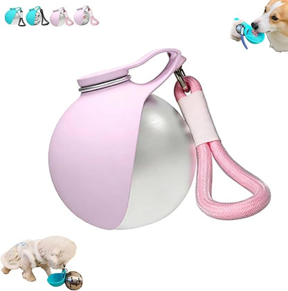 Dog Travel Water Dispenser 2-in-1 Portable Dog Water Bottle with Foldable Bowl, Leak-Proof 304 Stainless Steel Travel Hydration Station for Pets, Compact Feeder for Walking Camping Daily (Pink)