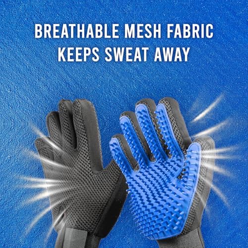 Blue Pet Hair Remover Gloves - 1 Pair, Pet Grooming Gloves | Cat Hair Remover | Gentle Deshedding Brushes for Dogs, Cats & Horses | Dog Washing Gloves - Image 6