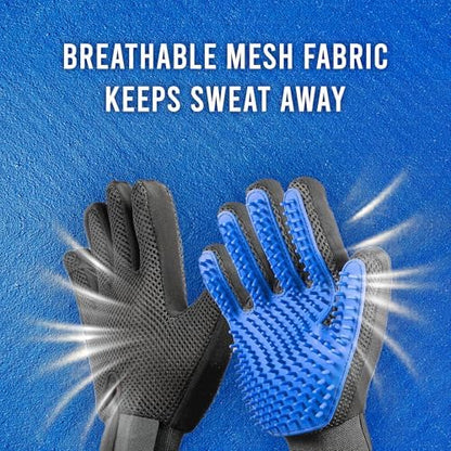 Blue Pet Hair Remover Gloves - 1 Pair, Pet Grooming Gloves | Cat Hair Remover | Gentle Deshedding Brushes for Dogs, Cats & Horses | Dog Washing Gloves - Image 6