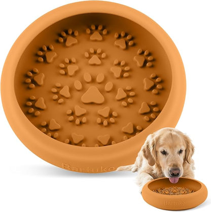 Dog Lick Bowl, Slow Feeder Dog Bowl Licking Mat for Small to Large Dogs, BPA-Free Non-Slip Silicone Slow Feeder Treat Dispenser for Anxiety Relief, Freezer & Dishwasher Safe (Orange, 8.2"×2")