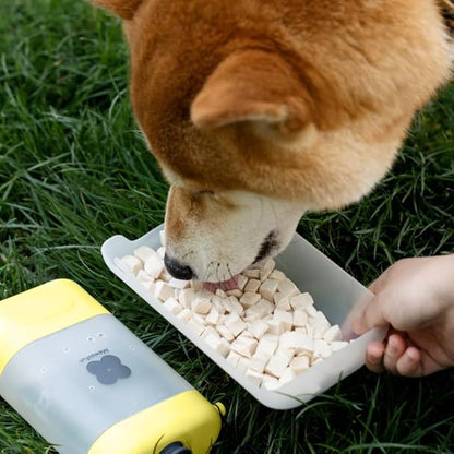 All-in-One Portable Dog Water Bottle with Treat Container, Foldable Bowl, Waste Bag Dispenser & Crossbody Strap – Leak-Proof Pet Travel Feeder for Walking, Hiking & Outdoor Adventures, Blue