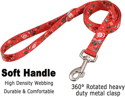 Christmas Dog Collar and Leash Set - Premium Adjustable Dog Collar for Small Medium Large Dogs (Christmas Set,S)