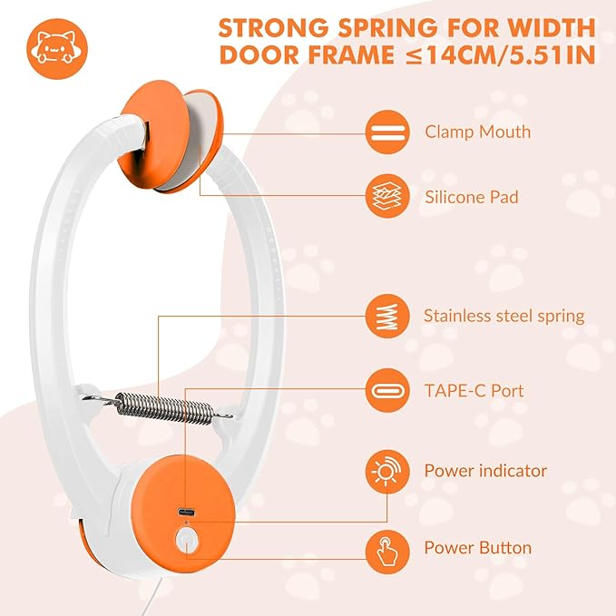 Interactive Cat Toys for Indoor Cats, Automatic Electric Flying Bird Feather Wand Toy, Rechargeable Electric Exercise Feather Toy for Bored Kittens and Adult Cats, Orange