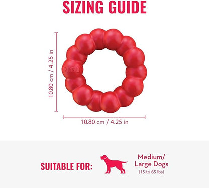 KONG Ring - Natural Rubber Ring Toy for Healthy Chewing Habits - Chew Toy Supports Dog Dental Health - Dog Toy Supports Instincts During Playtime - for Medium/Large Dogs