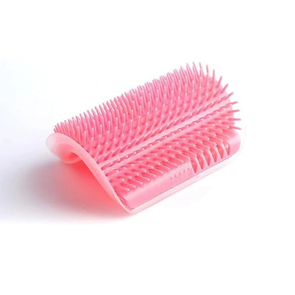 Cat Self Groomer – Wall Corner Grooming Brushes for Cats and Small Pets – Soft Silicone Massage Brush for Shedding Control and Face Rubbing (Pink)