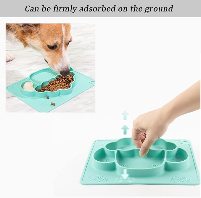 Dog Bowls Dog Food Bowls, Slow Feeder Dog Bowls with Skid Resistant Silicone Mat for Food&Water, No Spill&Non-Skid, Pet Puppy Bowls Dog Dishes for Small Medium Dogs&Cats.