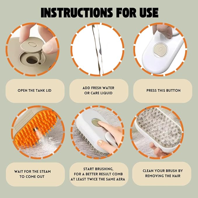 MNSK Cat Steam Brush, 3 in 1 Steamy Silicone Massage Grooming Brush for Cat and Dog, for Massage, Tangled And Hair Loss Remover (Cream)
