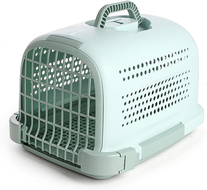 Pet Carrier: Hard-Sided Small Animal Carrier for Tiny Dog Breeds, Blue Kennel for Quick Trips 49 * 28 * 33CM,D