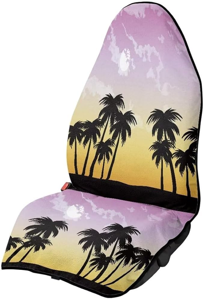 Coldinair Palm Tree Sunset Waterproof Towel Car Seat Covers,Beach Sweat Car Seat Protector Front Seats Only Universal Fit for Trucks